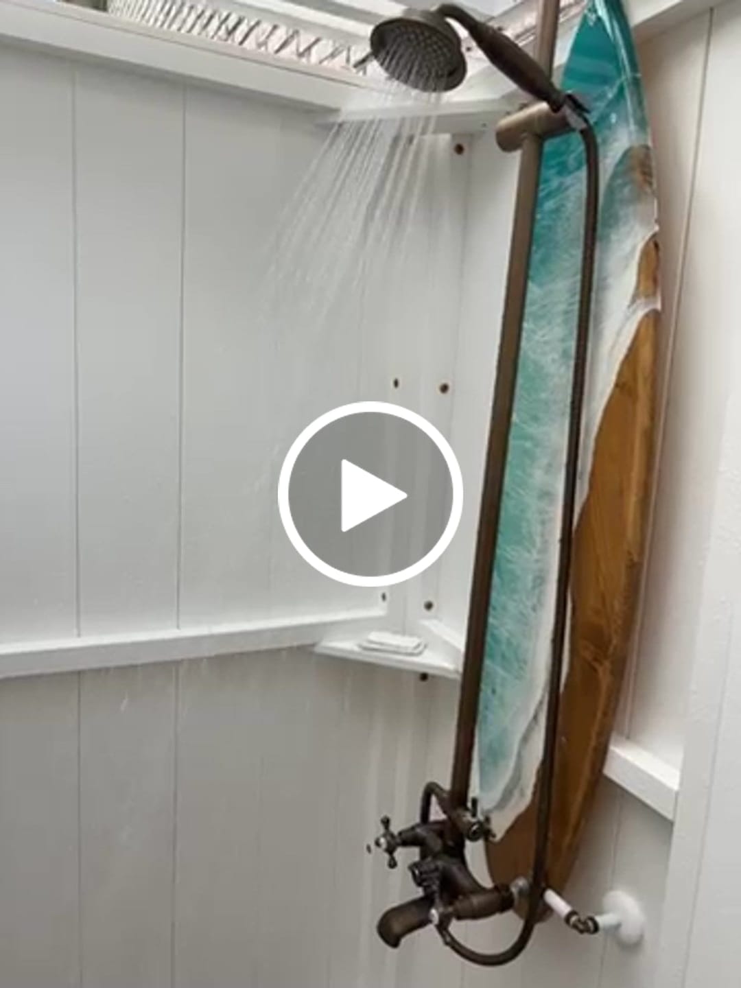 Customer video review of Vintage Outdoor Shower with Rainfall Head, Handheld & Tub Spout