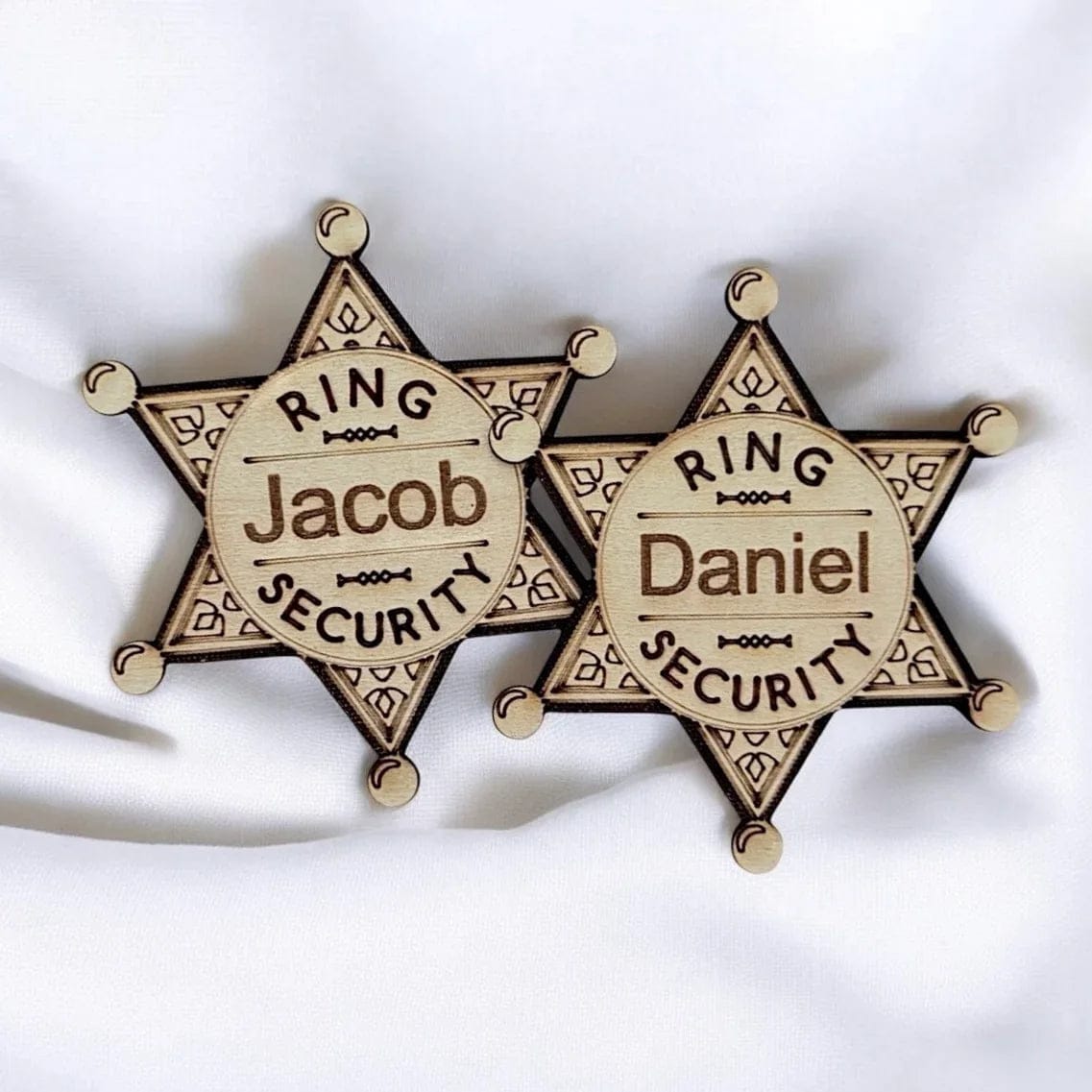 Customer photo review of Personalized Ring Bearer Badge for Wedding