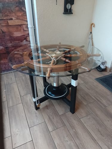 Customer photo review of Glasplatte Tisch Sicherheitsglas für Esstisch, Gartentisch, Weinfass - Rund
