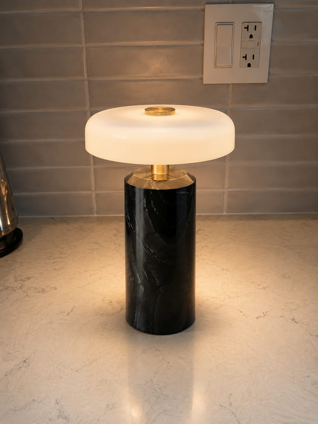 Customer photo review of Wireless Marble Glass Table Lamp