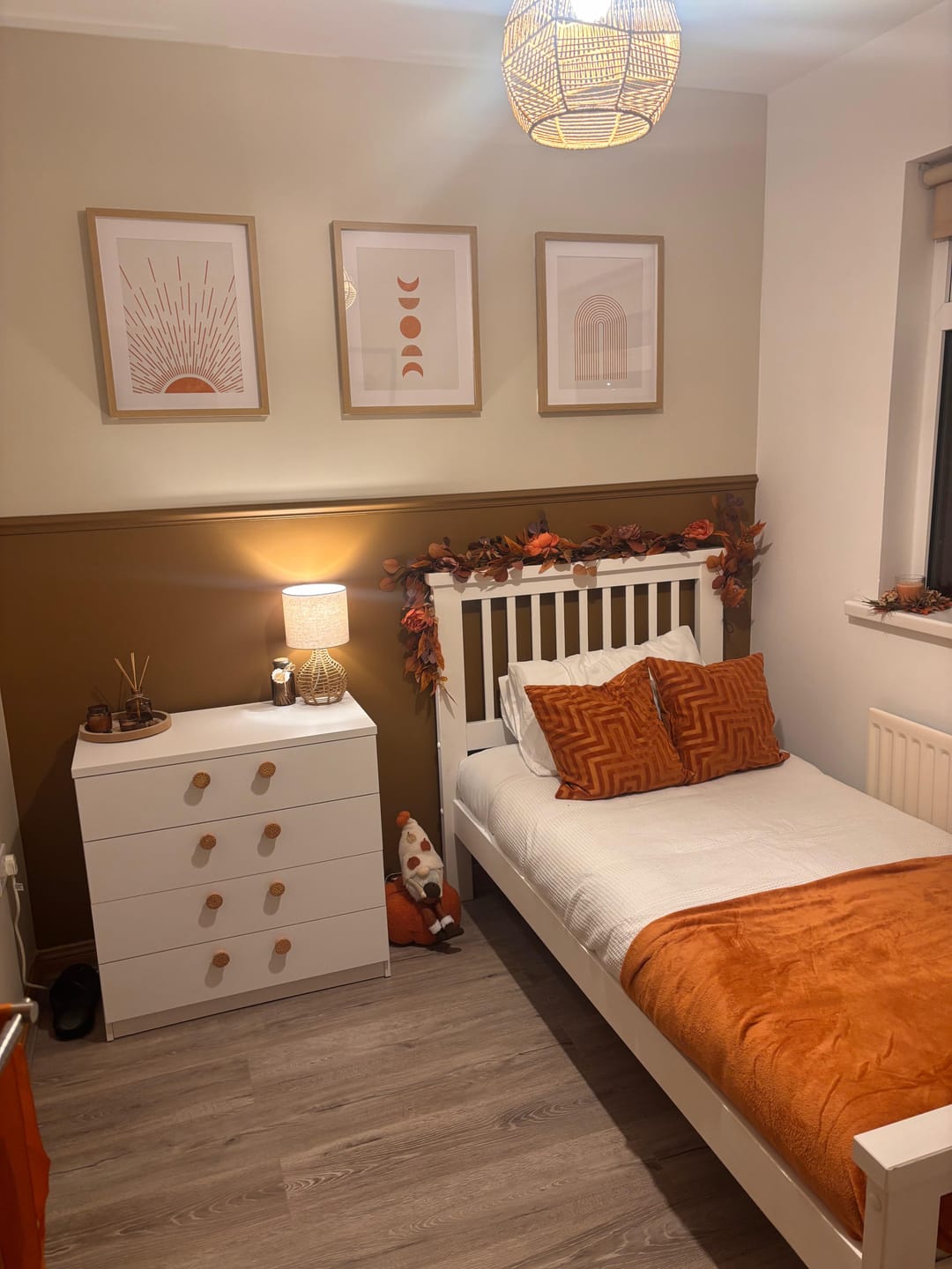 Customer photo review of Set of 3 Orange & Cream Boho Wall Prints