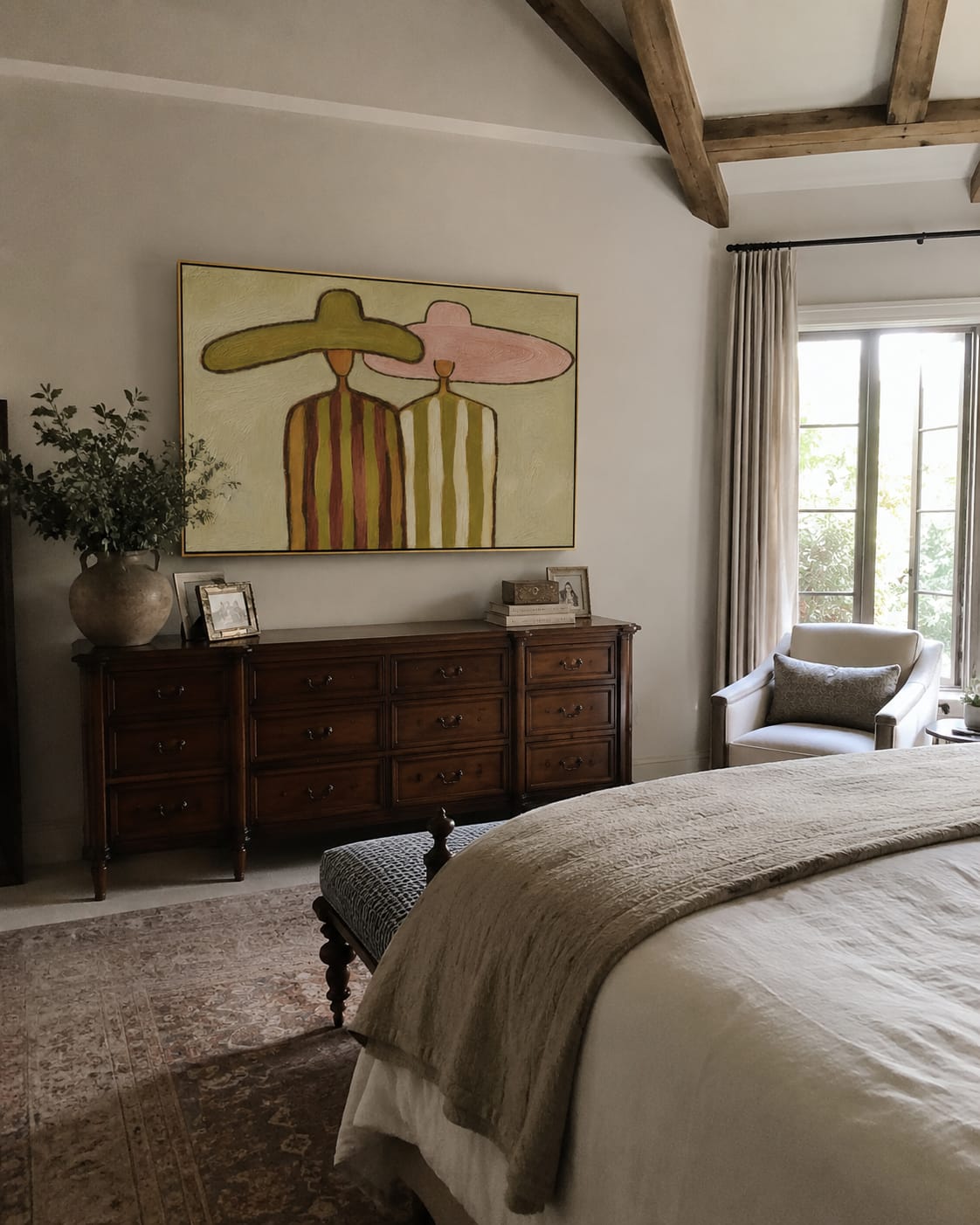 Customer photo review of Sage & Rose – Vintage Americana Two Figures in Sombreros Painting | Colorful Folk Art Living Room Art