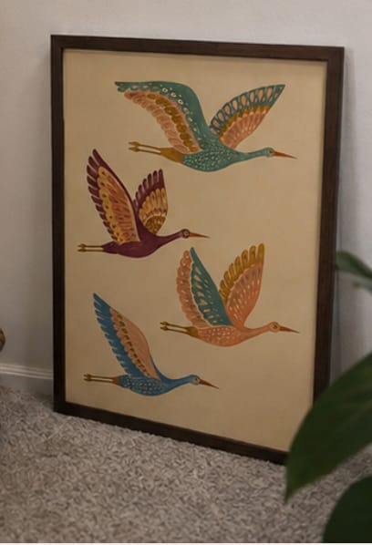 Customer photo review of Colorful Crane Canvas Wall Art