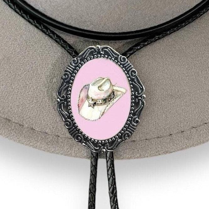 Customer photo review of Bolo Tie with Cowgirl Hat Pink Disco Cowgirl in Pink and Black