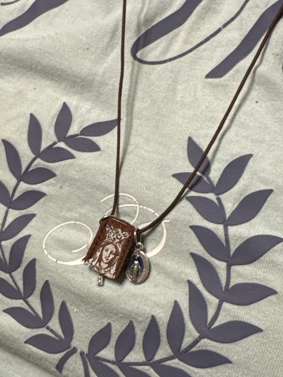 Customer photo review of Premium Brown Scapular, Brown & Cream, Our Lady of Mt. Carmel (mini)