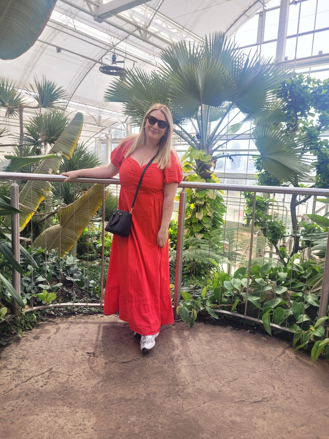 Customer photo review of Red Gypsy Puff Sleeves Cotton Midaxi Dress