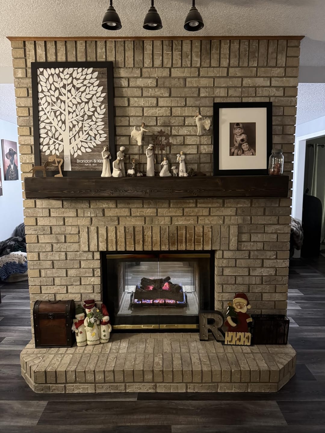 Customer photo review of 60" Handcrafted Real Wood Fireplace Mantel