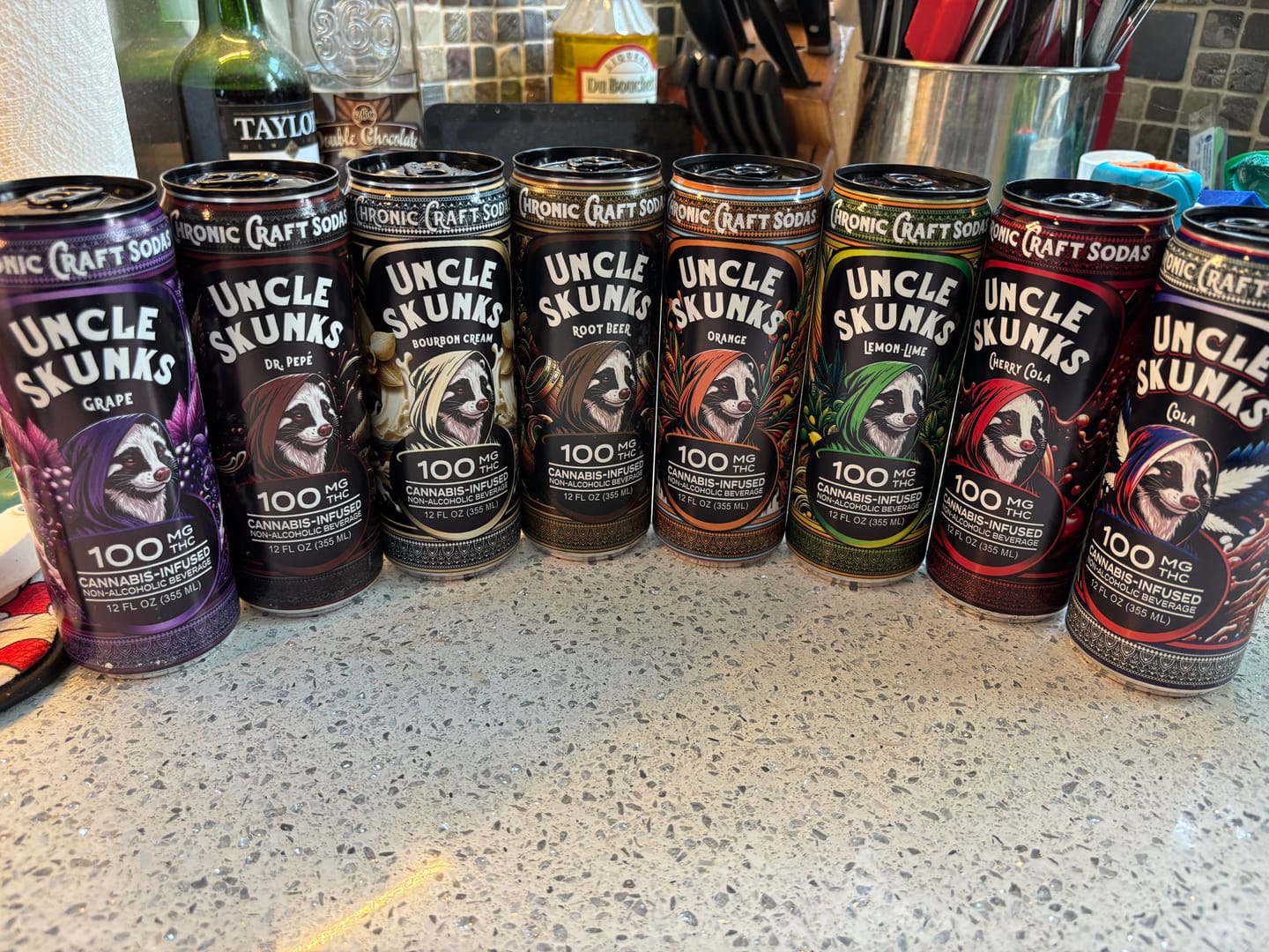 Customer photo review of 8-Flavor Variety Pack | 100 mg | 12oz Chronic Craft Sodas