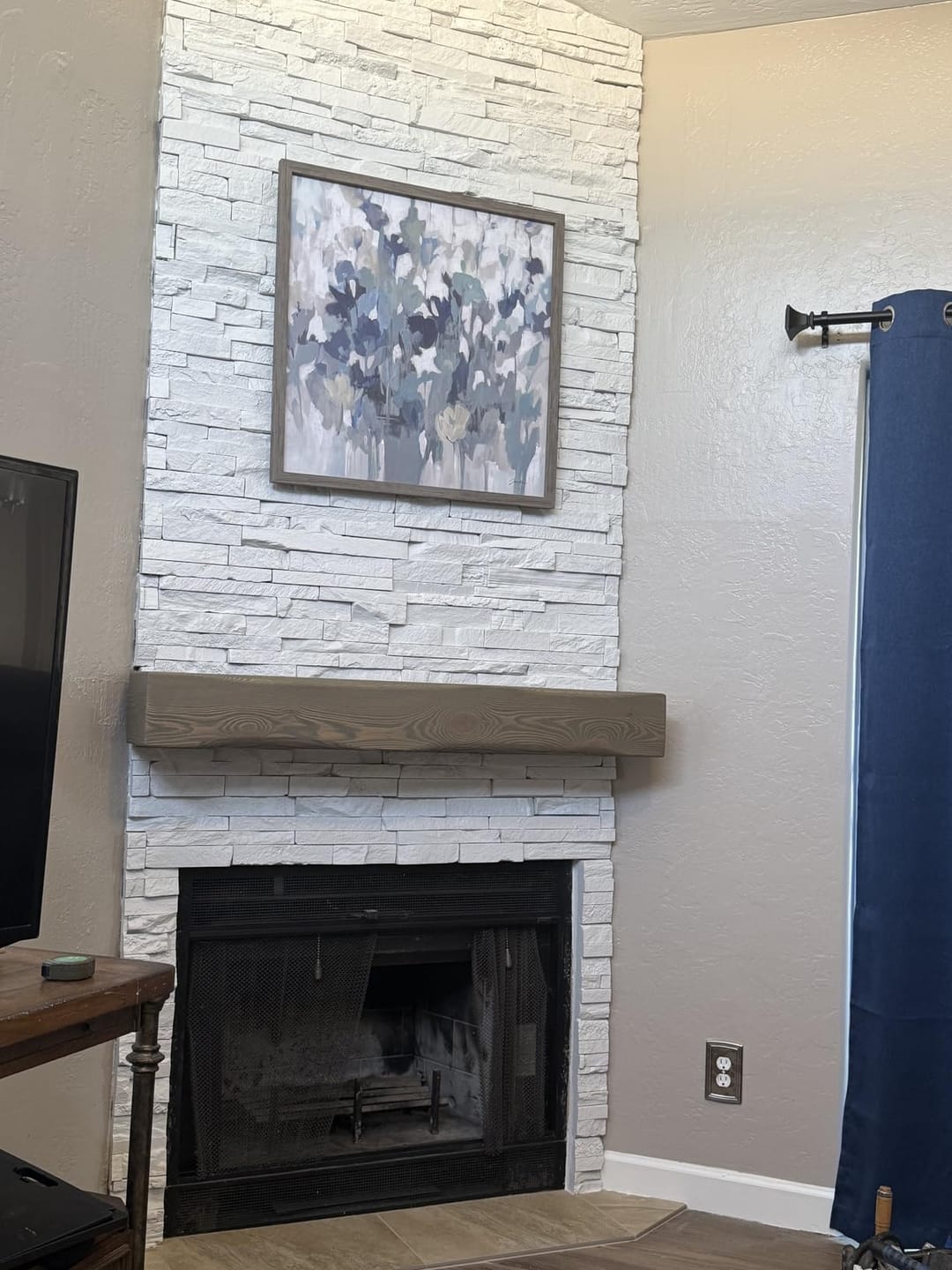 Customer photo review of 60" Handcrafted Real Wood Fireplace Mantel