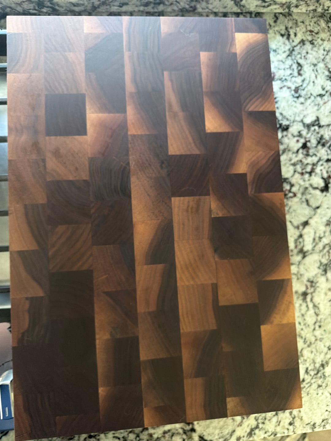 Customer photo review of Walnut/Maple End Grain Base Board (18"x12") - Livestream Special