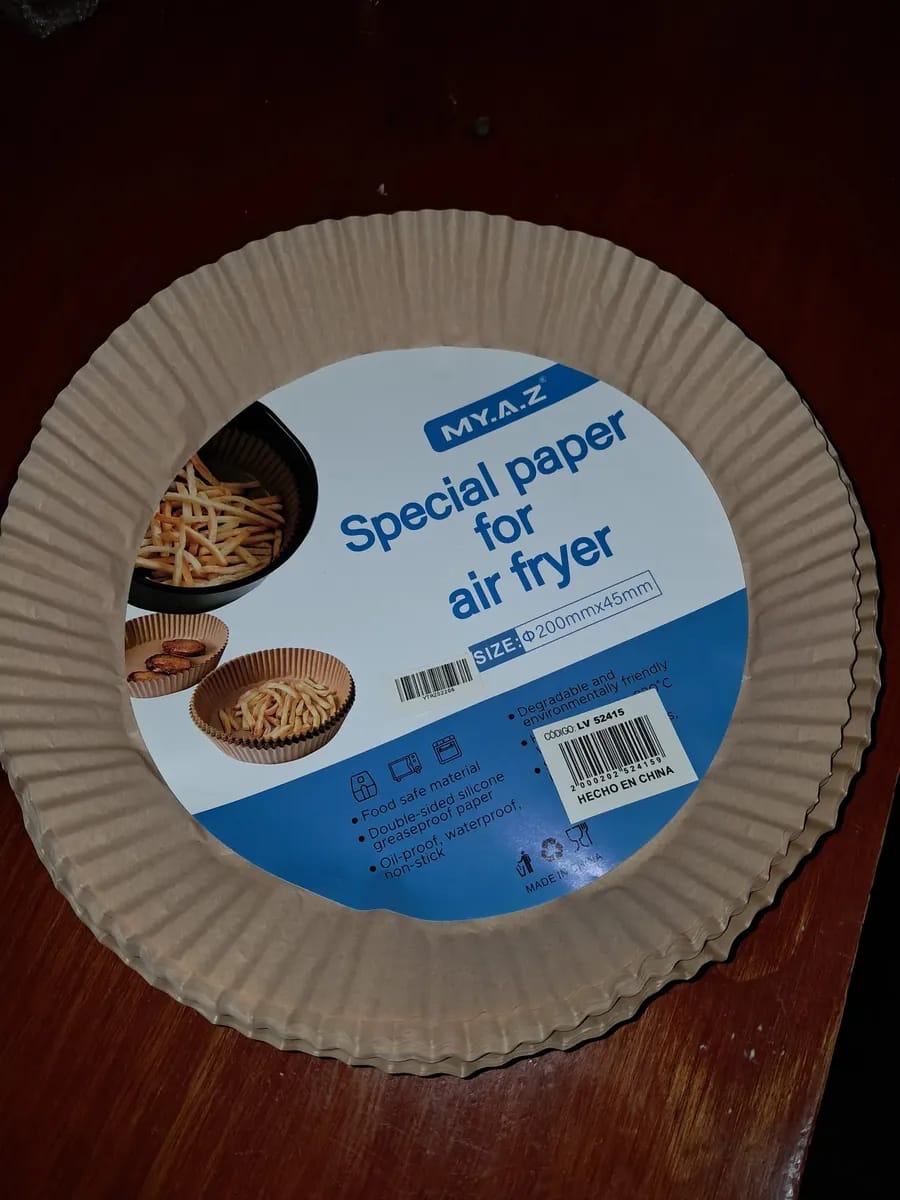 Customer photo review of 🍟 Papel para Airfryer – Paquete de 50 Unidades 🍗