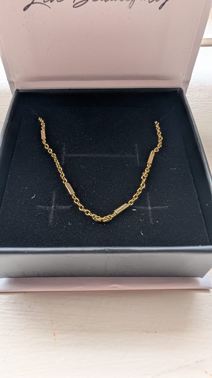 Customer photo review of Cassidy 18k White Gold Plated Stacking Necklace Chain