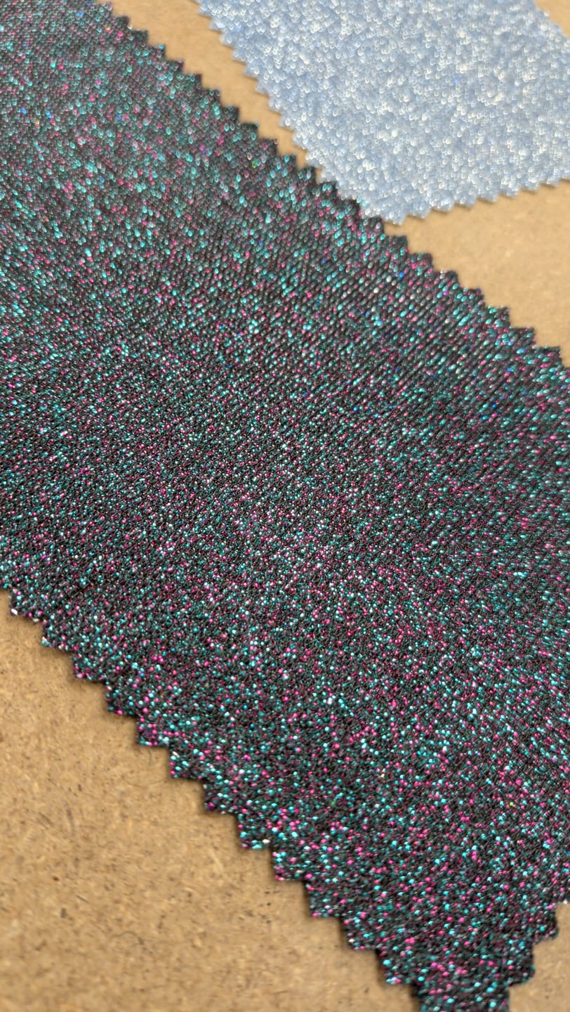 Customer photo review of Blue Ombre Stretch Metallic Lurex