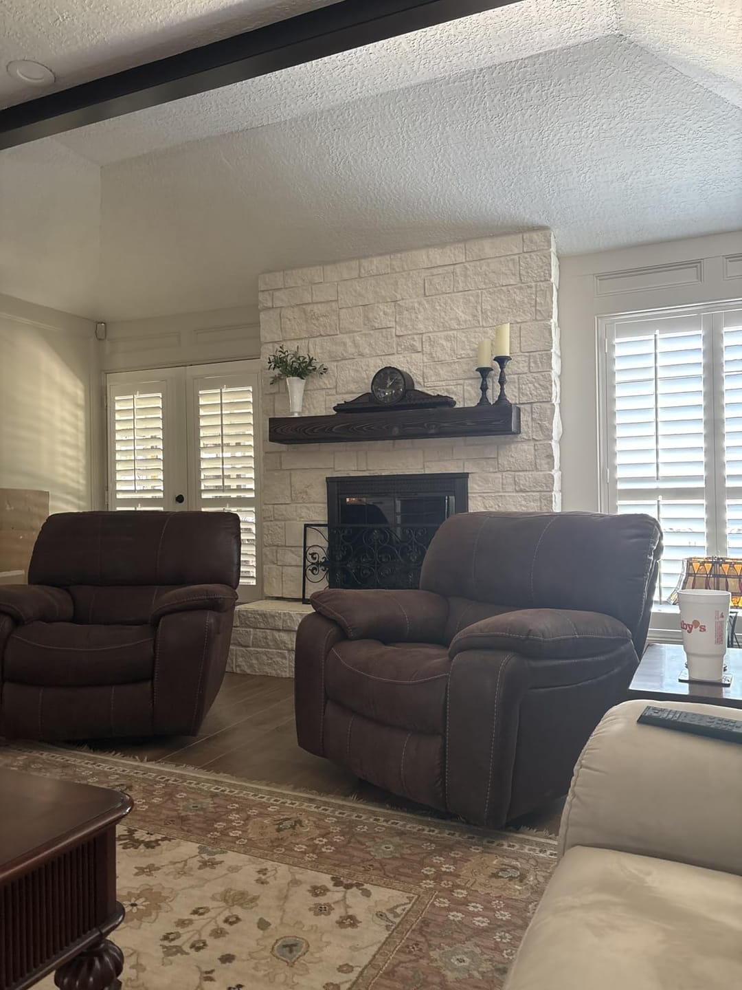 Customer photo review of 48" Handcrafted Pine Wood Fireplace Mantel