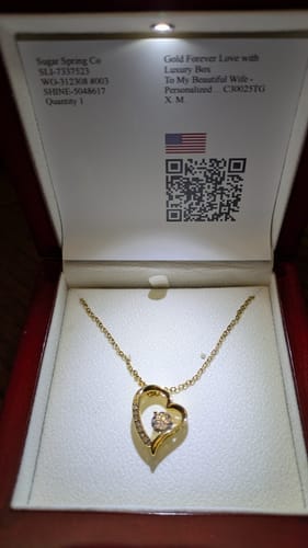Customer photo review of To My Wife Forever Love Necklace – Romantic Gift from Husband with Heartfelt Message Card
