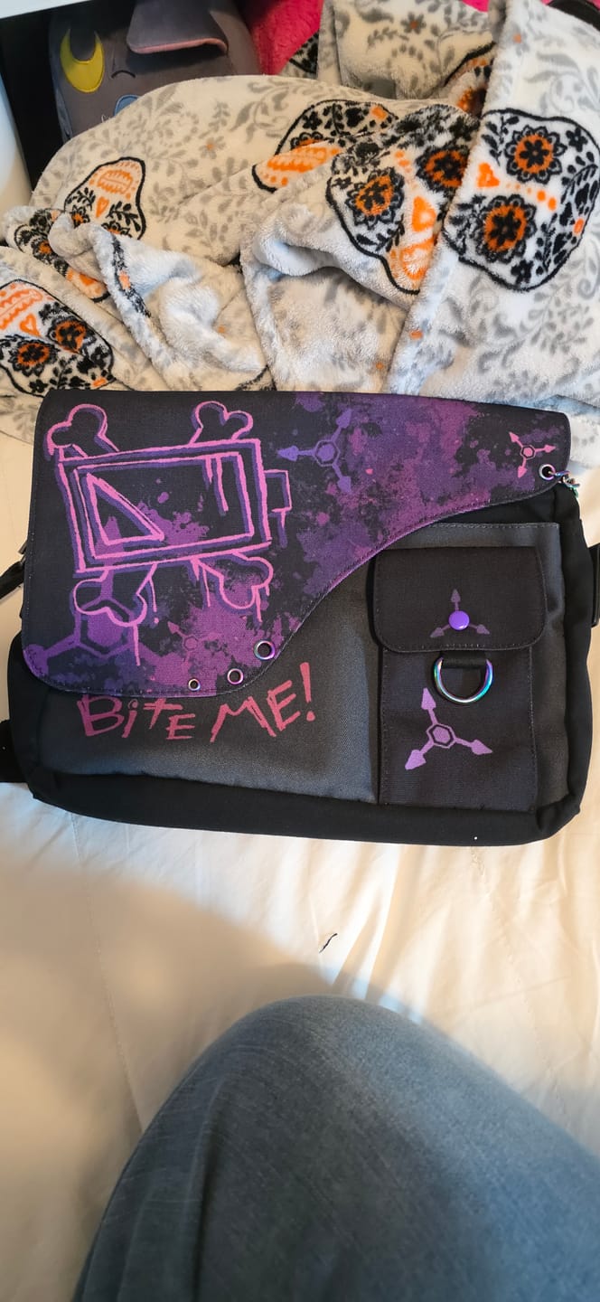 Customer photo review of Murder Drones Laptop Bag
