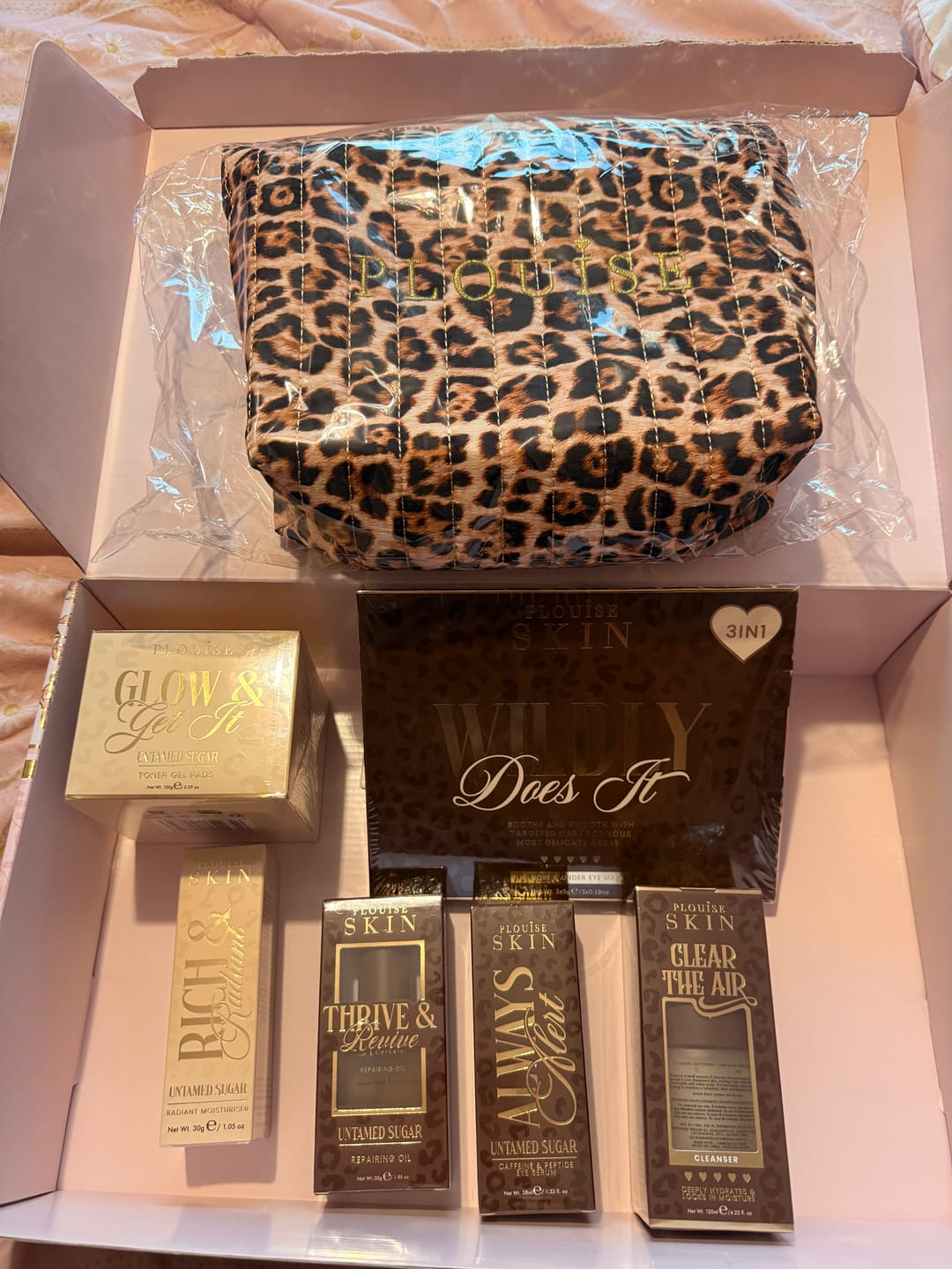 Customer photo review of Cheetah Soft Savage Refresh & Renew Skincare Set