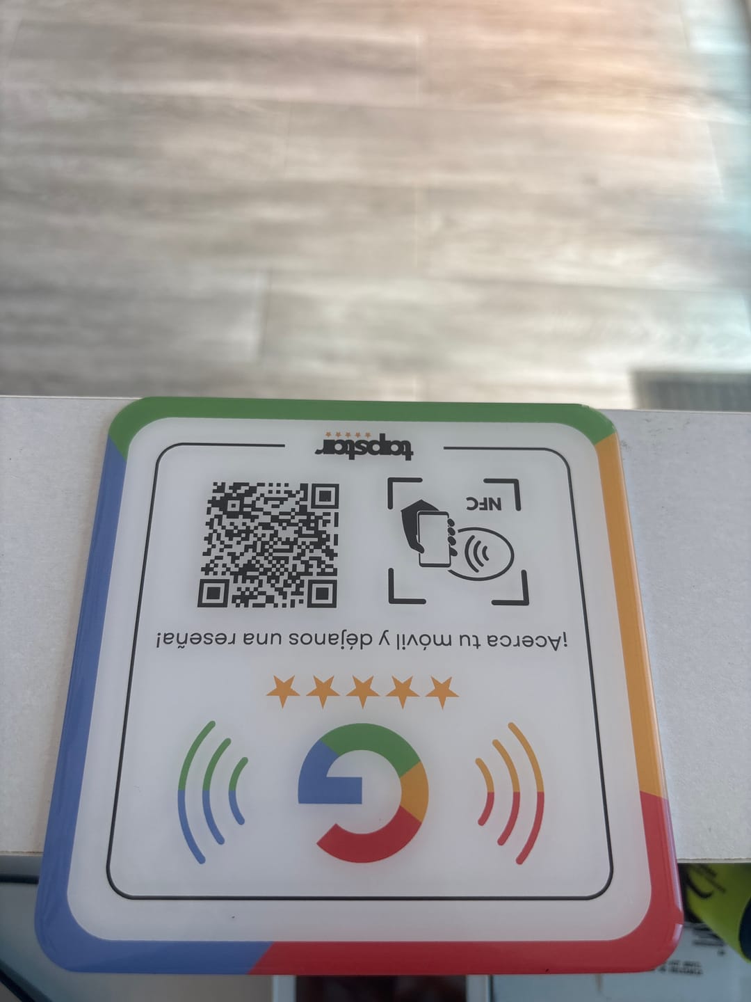 Customer photo review of Placa Reseñas de Google