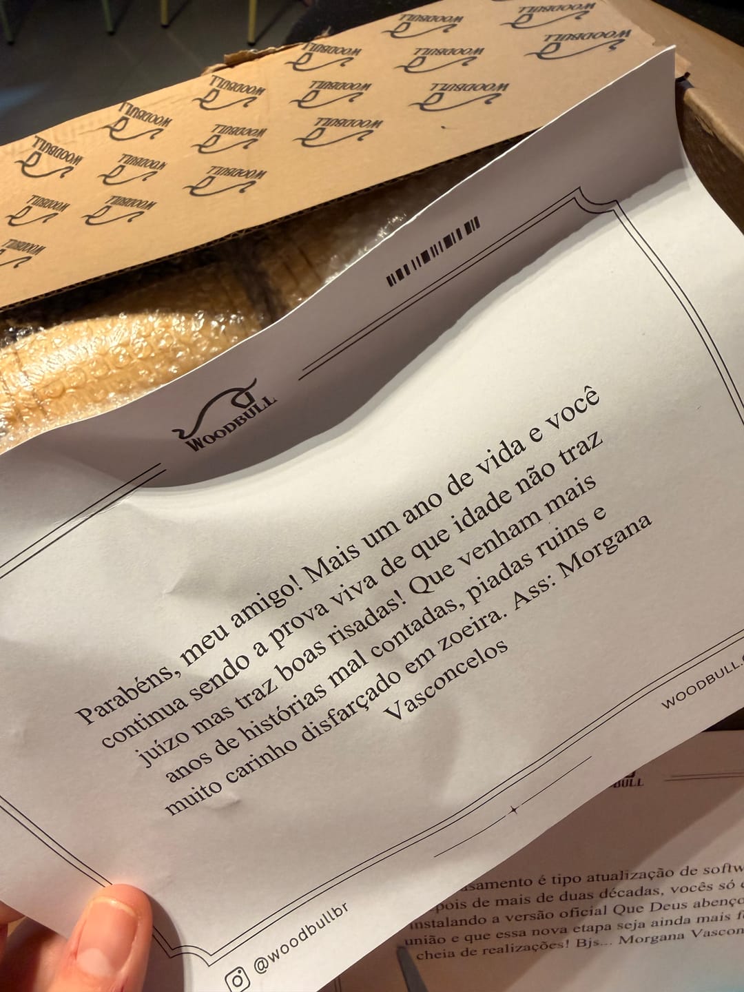 Customer photo review of CARTÃO MENSAGEM