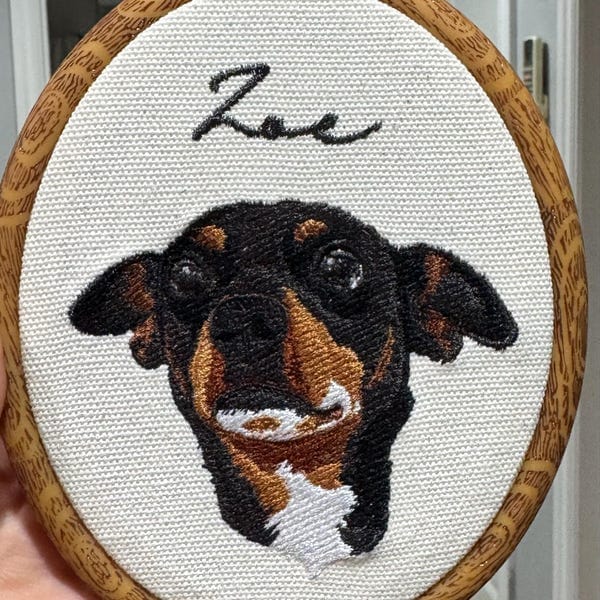 Customer photo review of Personalized Pet Portrait Embroidery Hoop Art