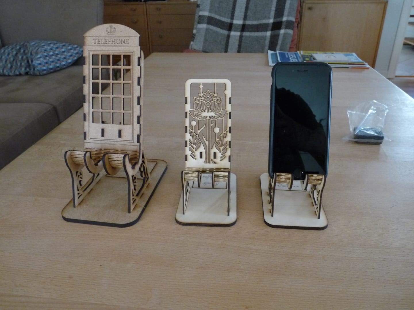 Customer photo review of 3 Phone Stand SVG Bundle Laser Cut