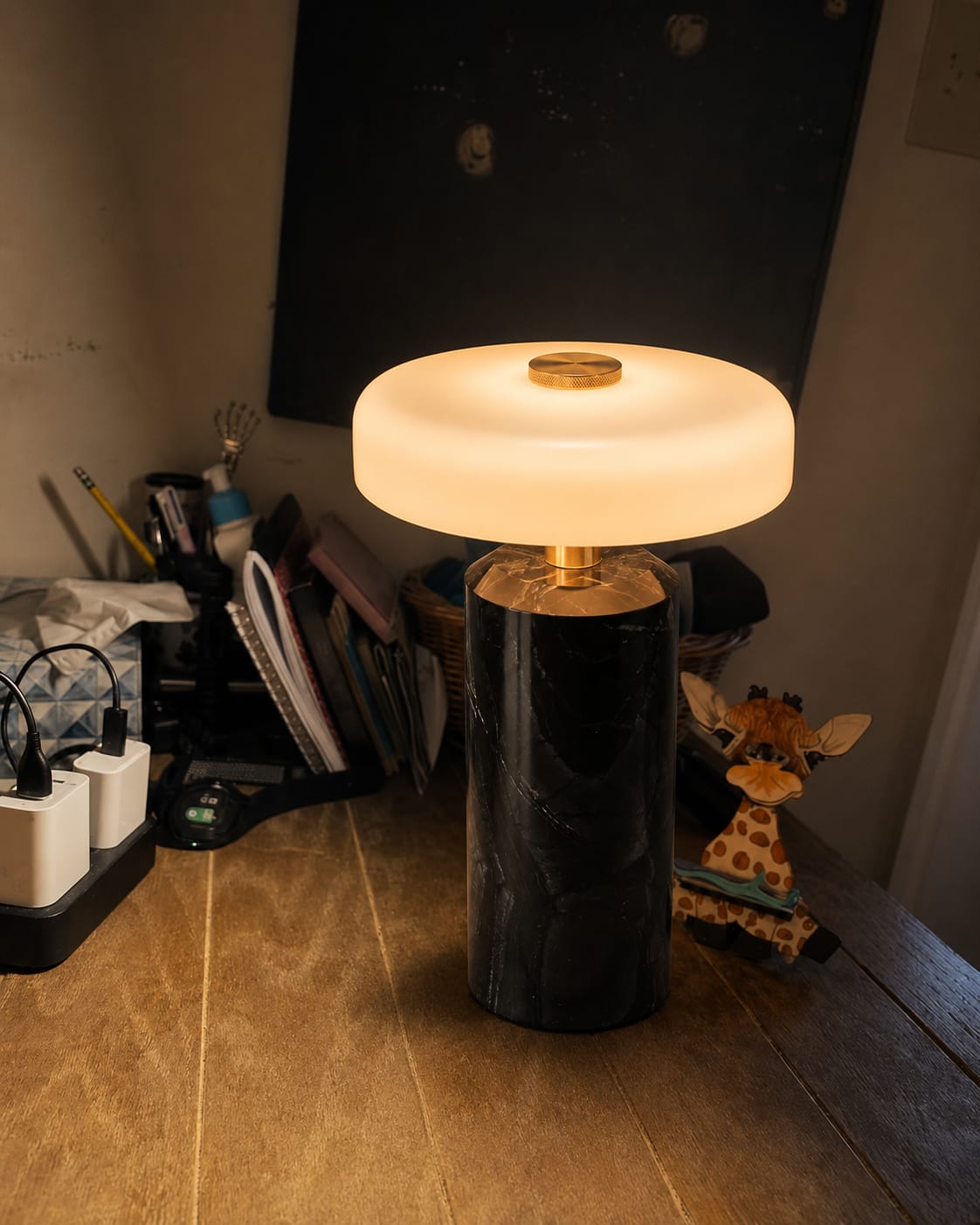 Customer photo review of Wireless Marble Glass Table Lamp