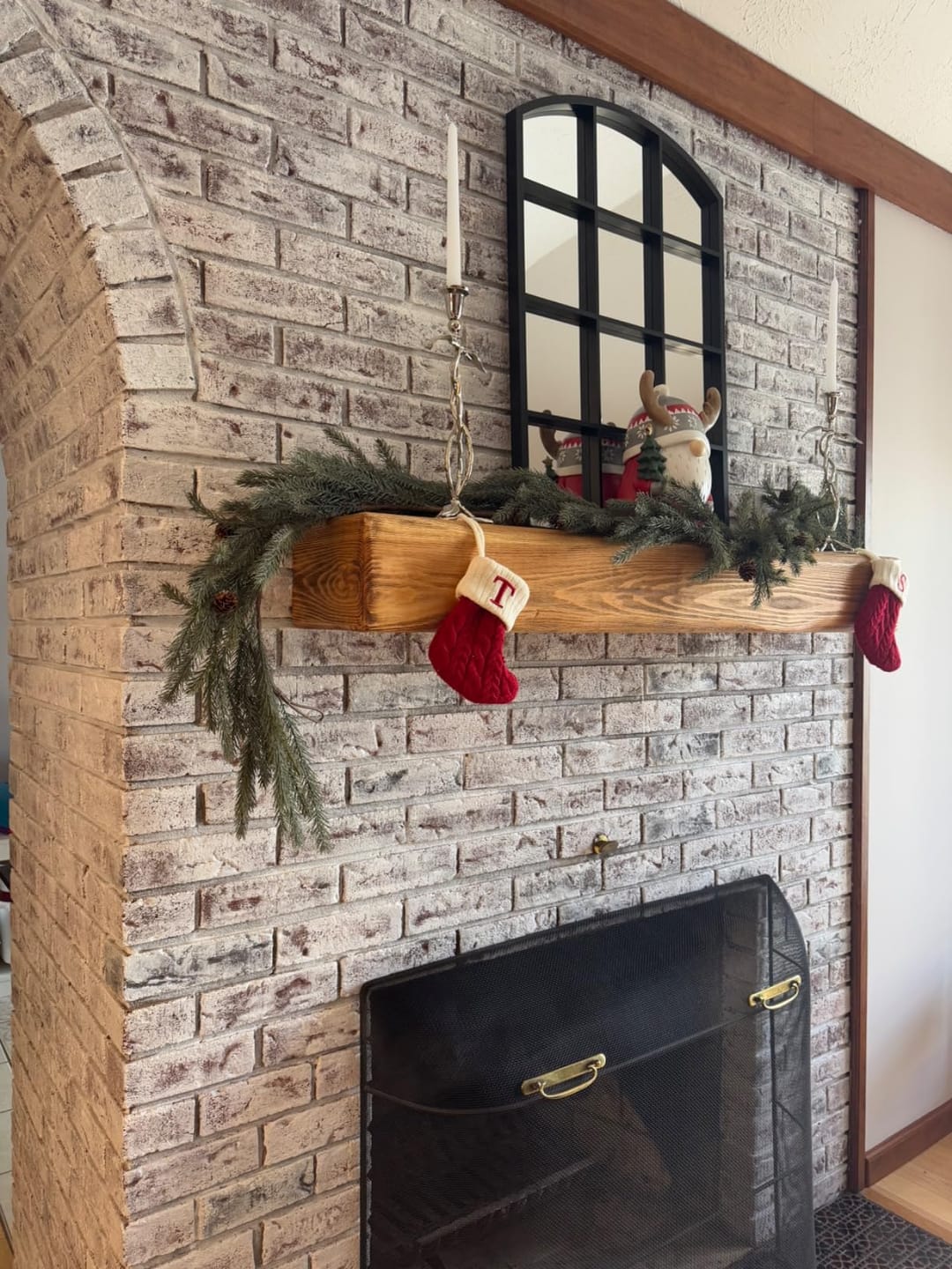 Customer photo review of 60" Handcrafted Real Wood Fireplace Mantel