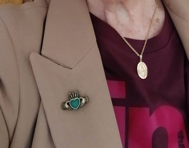 Customer photo review of Gold Claddagh Pin | Maple Moon