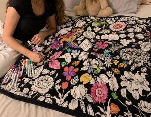 Customer photo review of Custom Blanket - For Adults - DIY Drawing with Markers