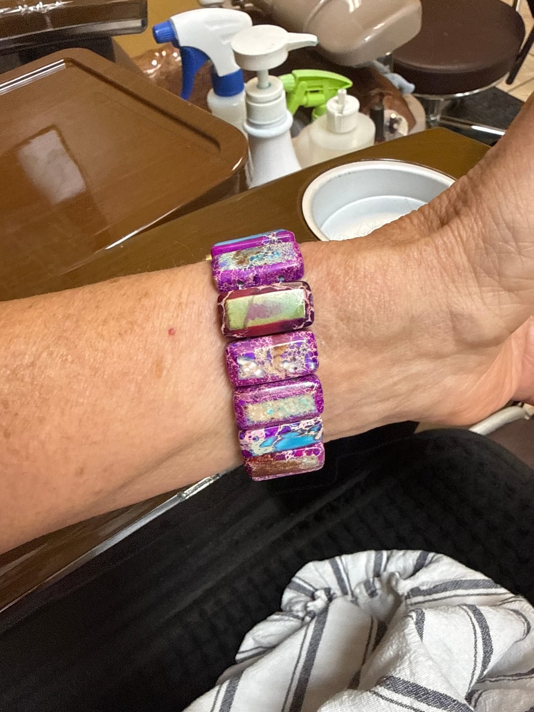 Customer photo review of Majestic Tibetan Jasper Stretch Apple Watch Strap