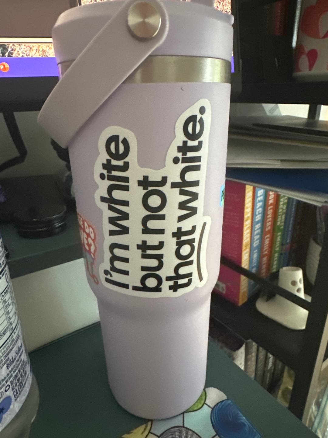 Customer photo review of I'm White but not that White Black/White Die Cut STICKER