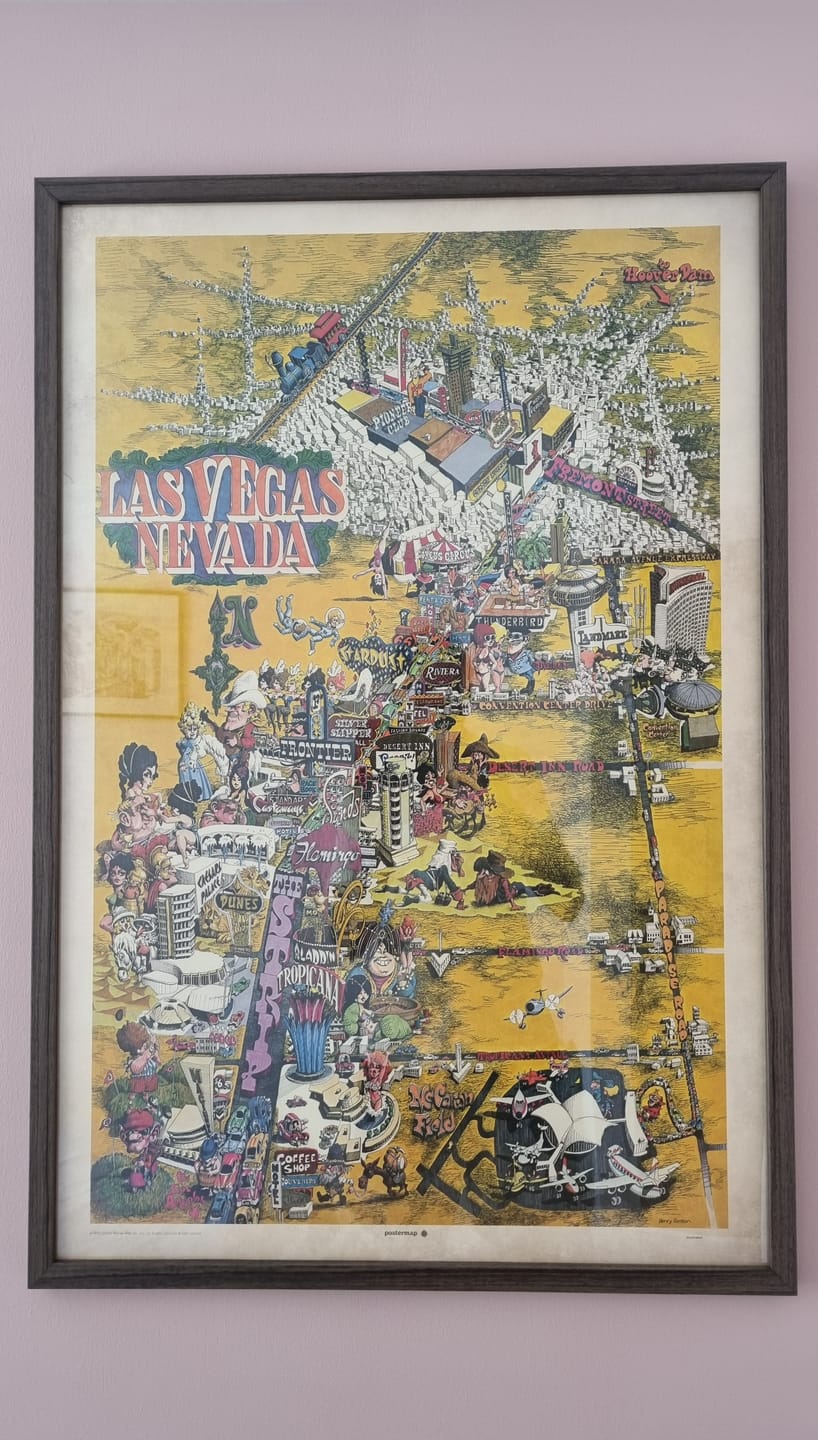 Customer photo review of Old Pictorial Map of Las Vegas by Hinton, 1970: The Strip, Caesars Palace, Circus Circus, Fremont St, Convention Center
