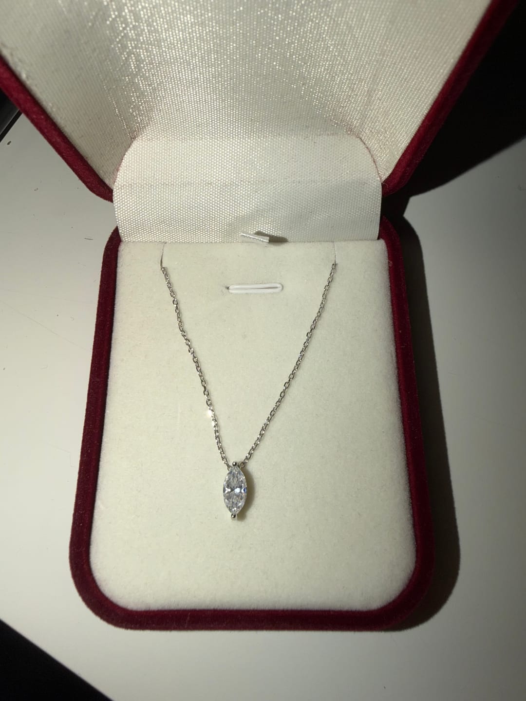 Customer photo review of Marquise Cut Moissanite Necklace