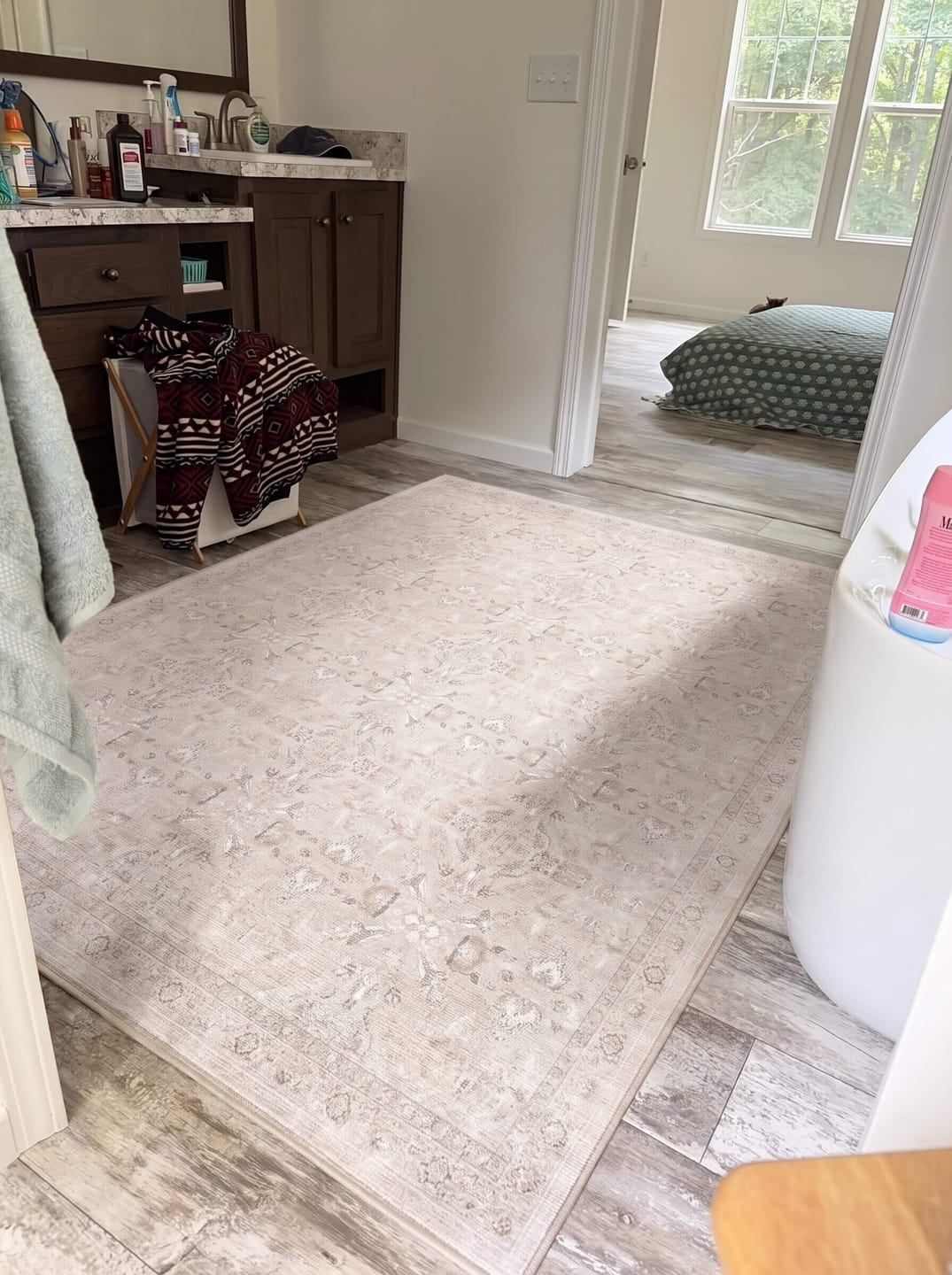 Customer photo review of Serein Washable Area Rug - Beige