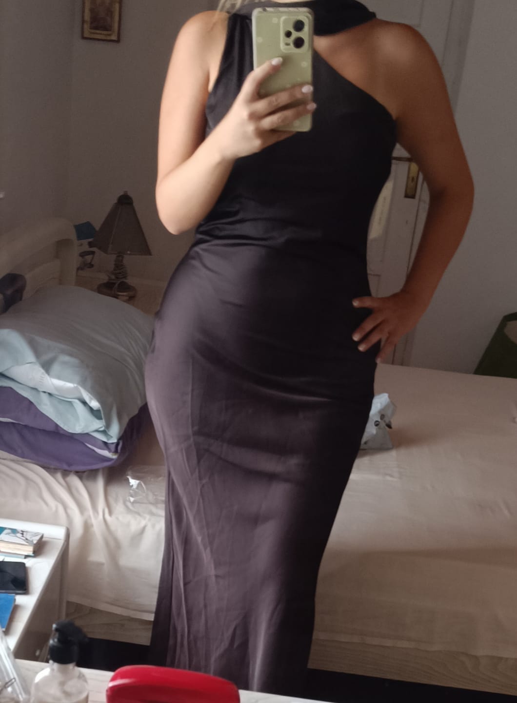 Customer photo review of Μάξι φόρεμα Σατέν