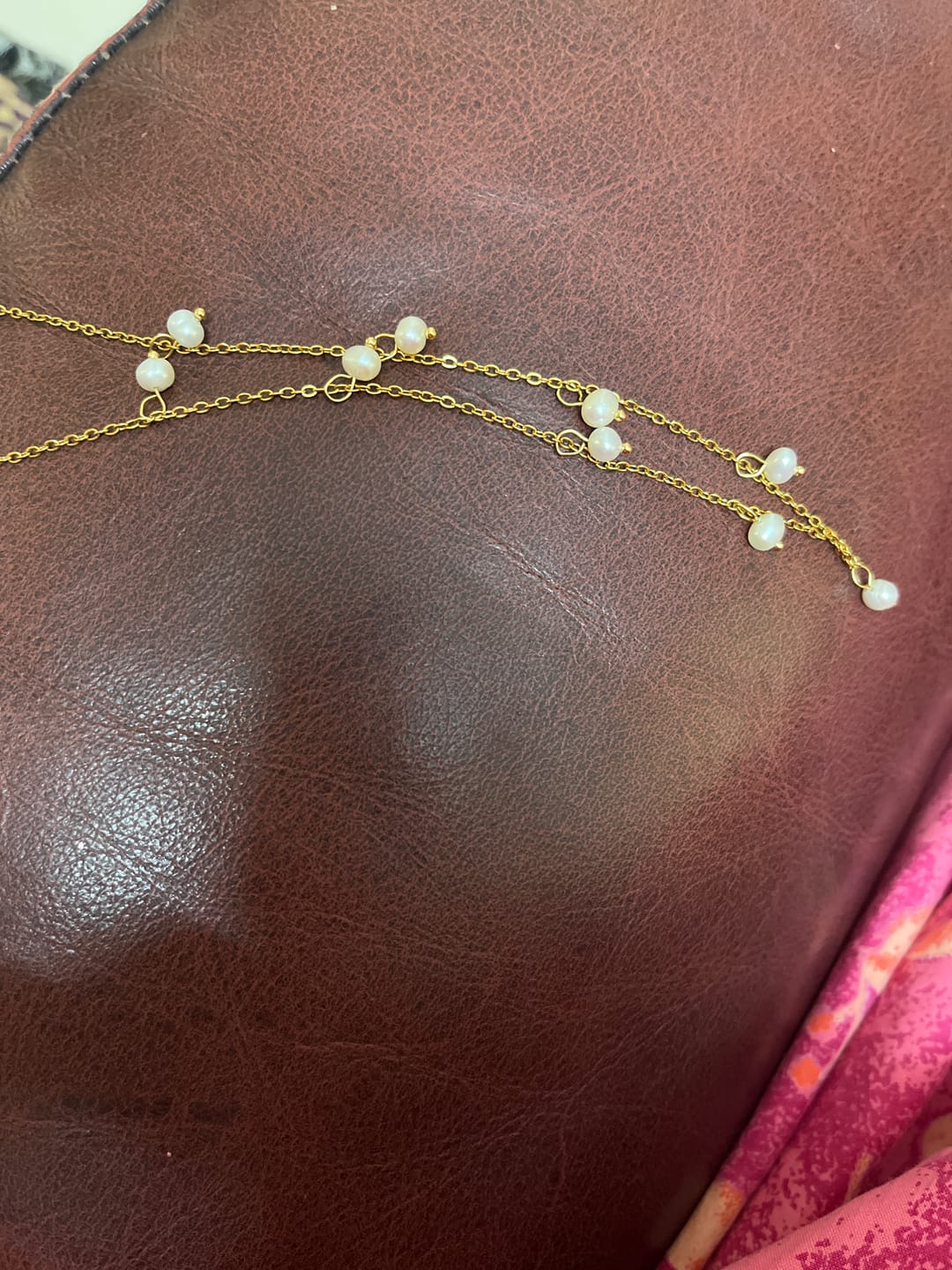 Customer photo review of Pearl Path Dainty Necklace