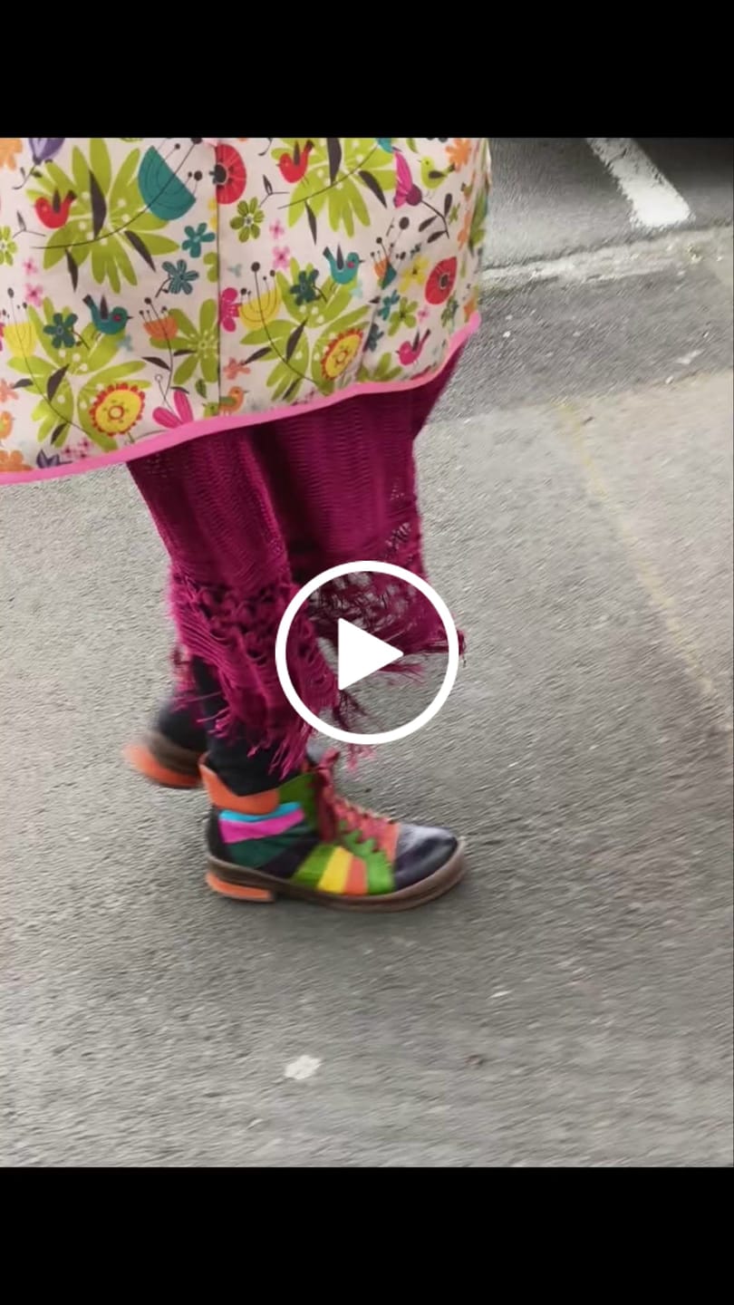 Customer video review of Retro Hand-polished Rainbow Ankle Boots
