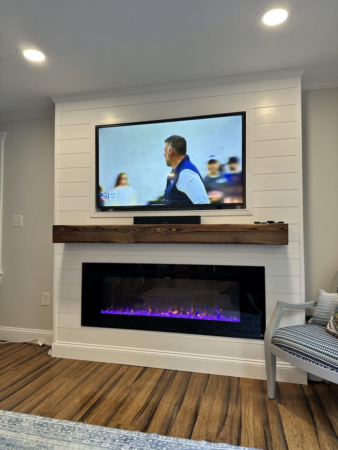 Customer photo review of 60" Handcrafted Real Wood Fireplace Mantel