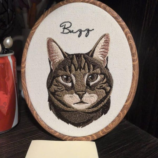 Customer photo review of Personalized Pet Portrait Embroidery Hoop Art