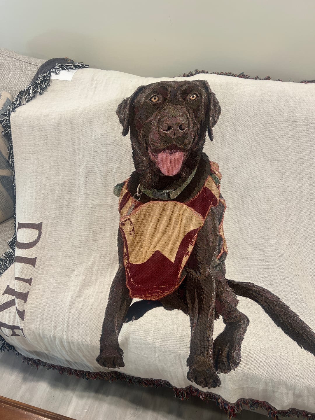 Customer photo review of Custom Heirloom Pet Throw Blanket
