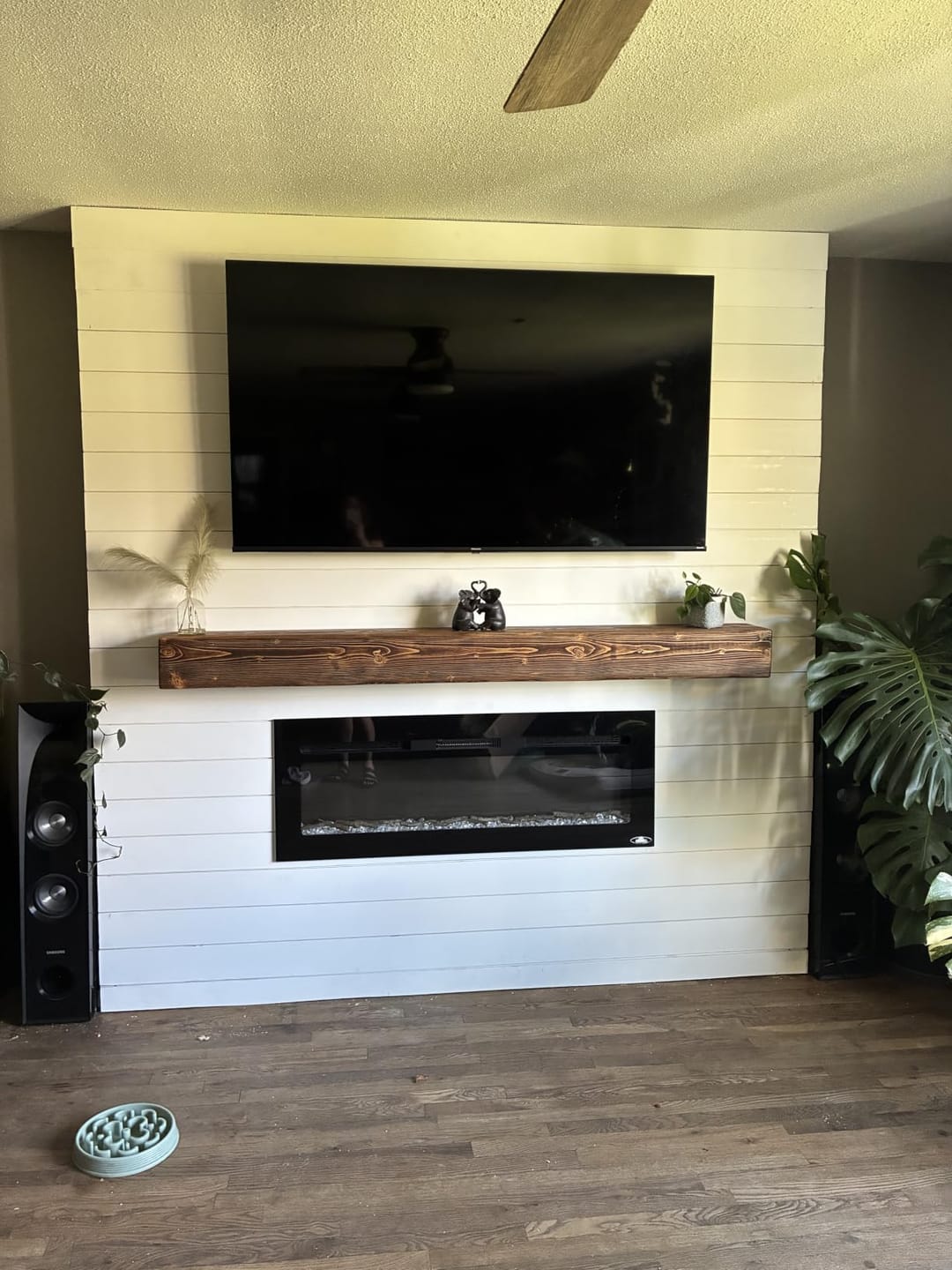 Customer photo review of 60" Handcrafted Real Wood Fireplace Mantel
