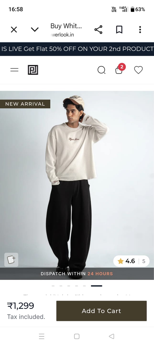 Customer photo review of White Embroidered Structure T-Shirt