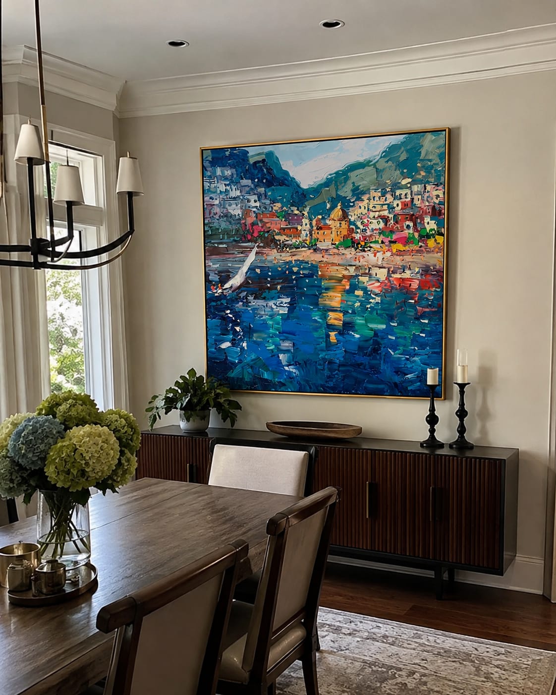 Customer photo review of Golden Poppy Shoreline – Orange & Blue Coastal Wildflower Painting | Coastal Bedroom Wall Art