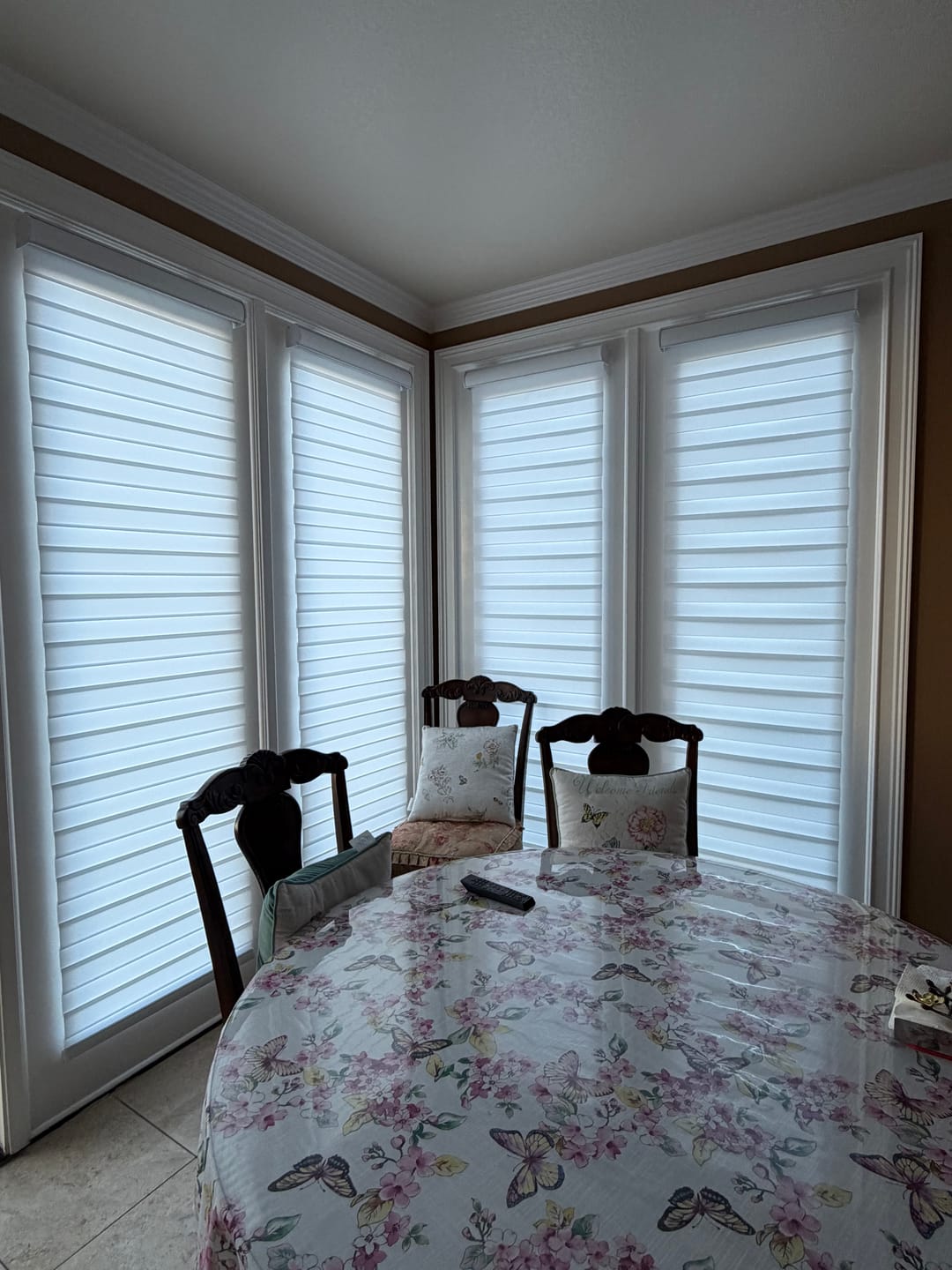 Customer photo review of Bringnox Motorized Zebra Roller Blinds 60% Blackout