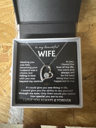 Customer photo review of To My Wife Forever Love Necklace – Romantic Gift from Husband with Heartfelt Message Card