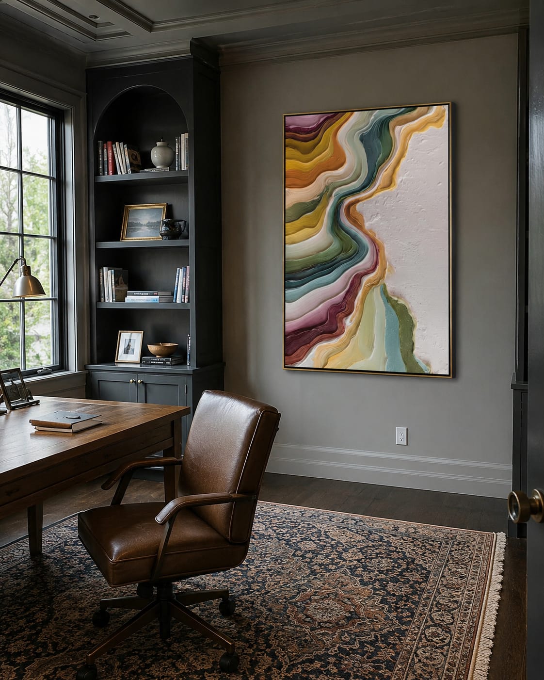 Customer photo review of Luminous Narrative – Wabi-sabi Heavy Impasto Abstract Painting | Modern Minimalist Living Room Art
