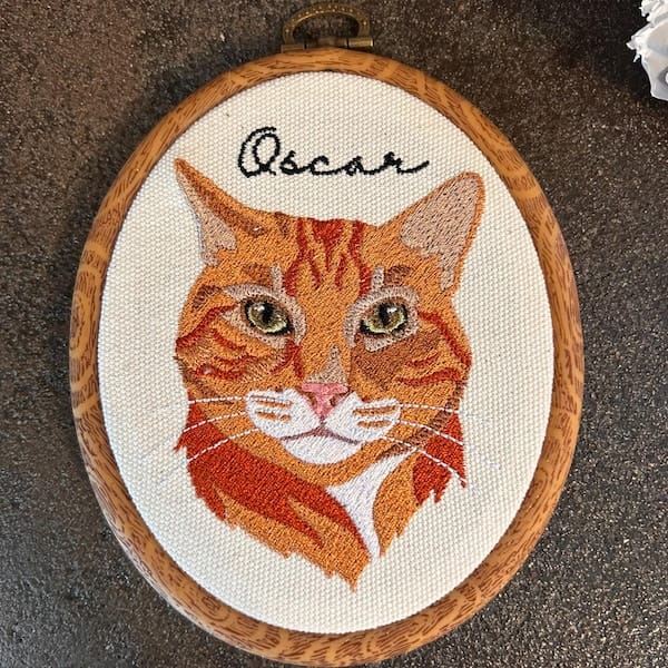 Customer photo review of Personalized Pet Portrait Embroidery Hoop Art