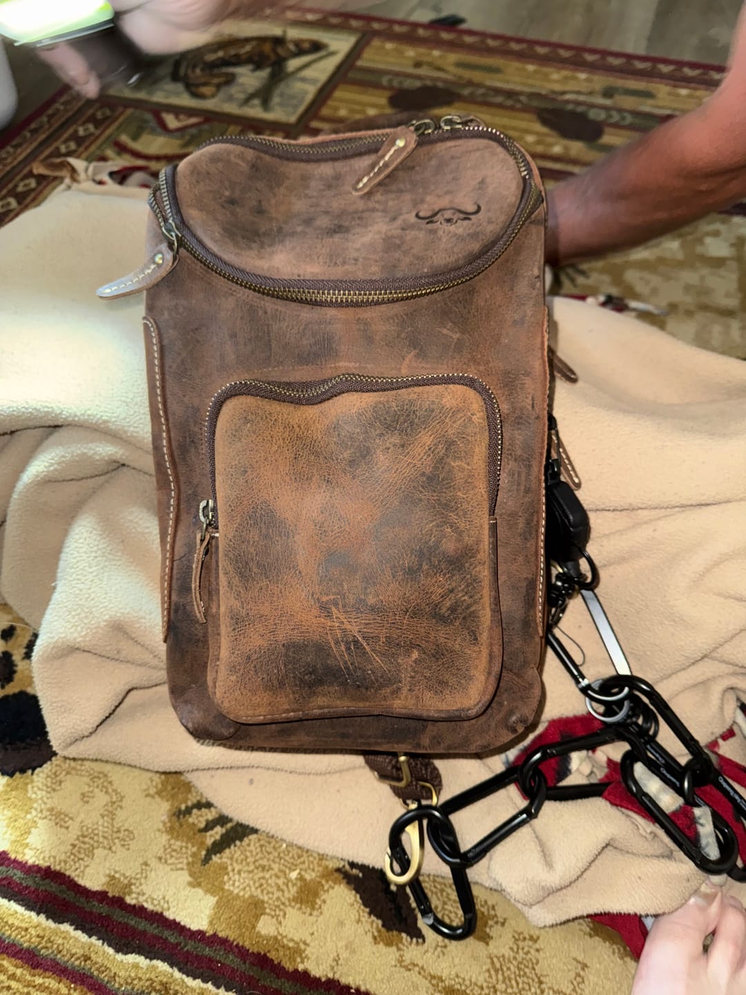 Customer photo review of Buffalo Crazy Horse Leather Sling Bag