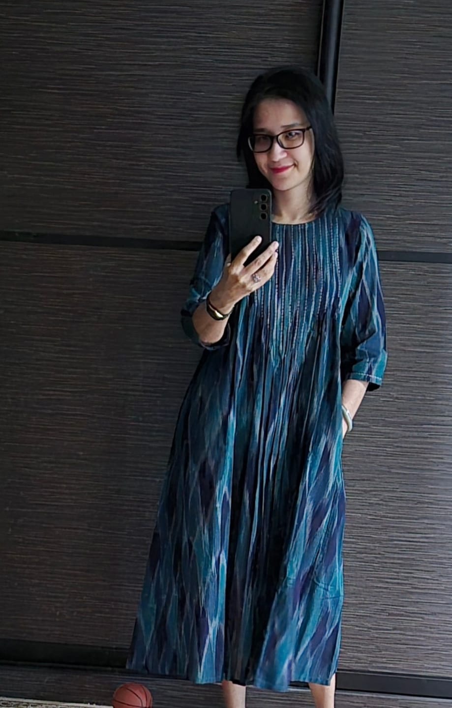 Customer photo review of Peacock Weave Daimond Ikat Cotton Kurta With Pintuck