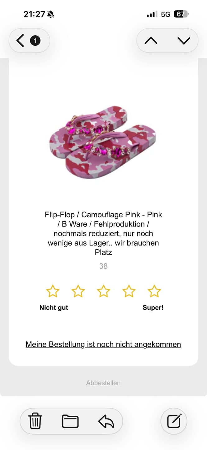 Customer photo review of Flip-Flop / Camouflage Pink - Pink / B Ware / Fehlproduktion / nochmals reduziert, nur noch wenige aus Lager.. wir brauchen Platz